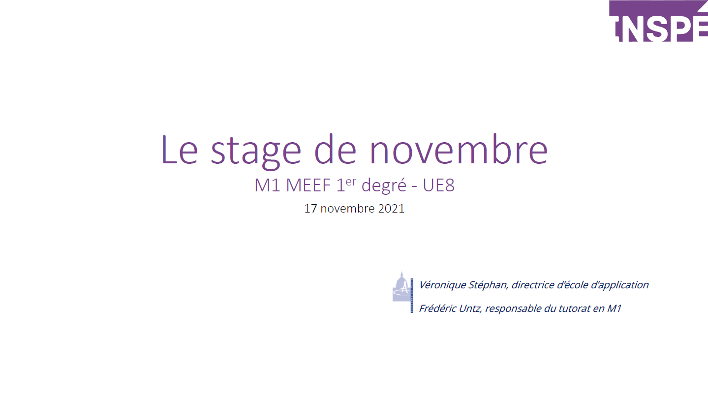 M1 MEEF 1er degré - Webinaire - Préparation du stage du mois de novembre 2021