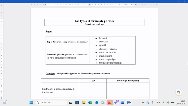 Correction video exercice repérage types et formes de phrases #1