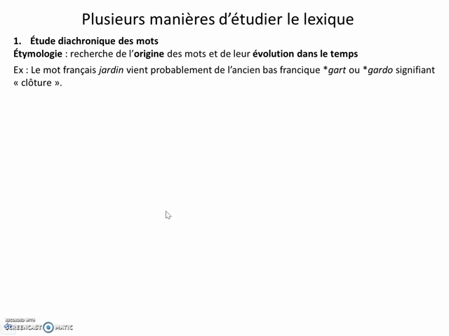 Lexique et vocabulaire